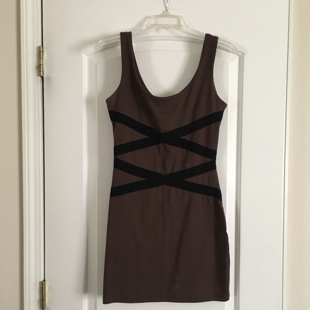Brown dress with black lines